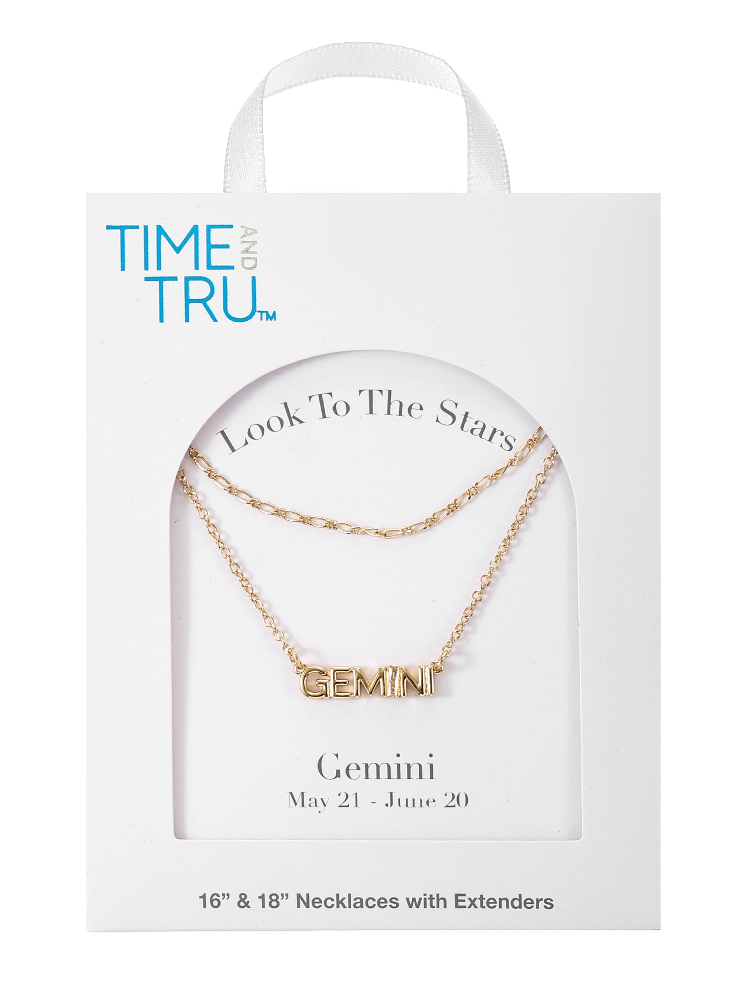 Time and Tru Goldtone Zodiac Necklace Set, 2 Pieces, Gemini