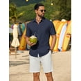 thumbnail image 6 of COOFANDY Men' Short Sleeve Linen Shirt Beach Button Down Shirts Summer Casual Shirt with Pocket, 6 of 6
