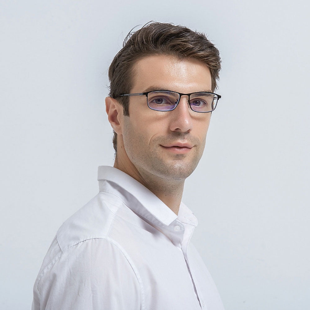 3 Pairs of Men Anti-Blue Light Blue Presbyopic Glasses Metal Reading Glasses, Women Business Classic Rimmed Rectangle Stainless Steel Readers +1,50