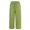thumbnail image 4 of Susanny Womens Capri Yoga Pants Wide Leg Drawstring Lounge Pants Loose Comfy Workout Capris Sweatpants with Pockets Green XL, 4 of 8