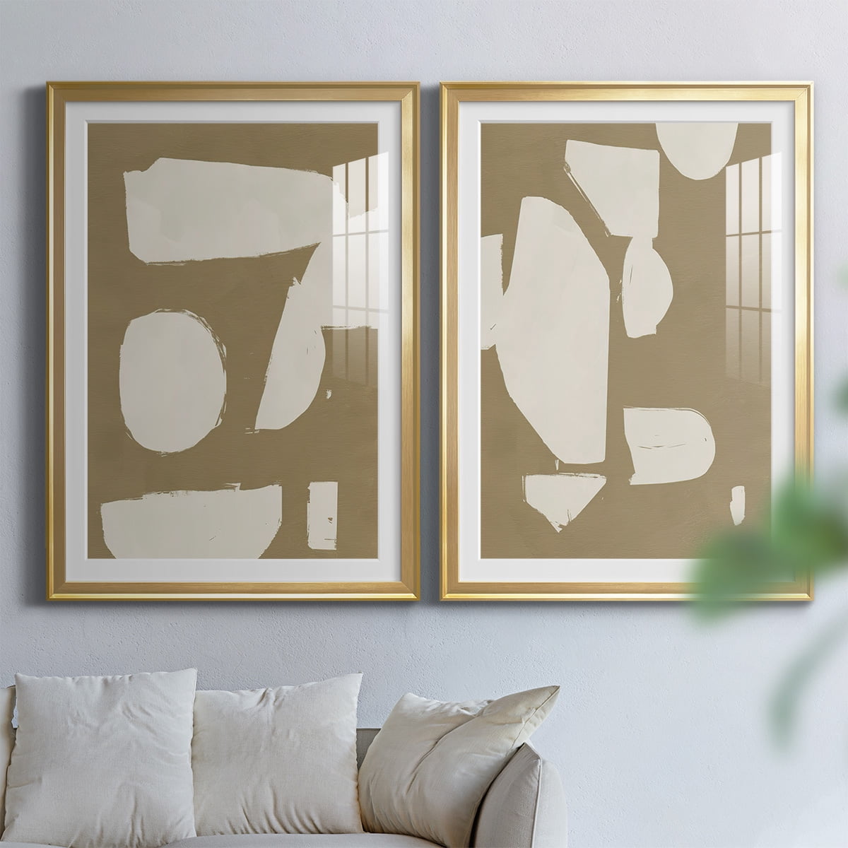 Wexford Home Chunky Abstract I Premium Framed Print, 22.5" x 30.5" - Ready to Hang, Gold (Set of 2)