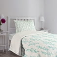 thumbnail image 3 of Ambesonne Nature Quilted Bedspread Set 2 Pcs, Floral Fresh Plants, Twin Size, Green Cream, 3 of 5