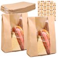 thumbnail image 3 of Wekvgz 50pcs Bakery Bags Oil Resistant Paper Food Packaging Bag with Clear Window Cookie Bags with Stickers Multipurpose Bread Toast Bags DIY Paper Bags for Candy Bread Sandwiches 8.3x3.5x13.8 inch, 3 of 11
