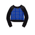 thumbnail image 1 of Camiseta con adornos de diamantes de imitación a cuadros de Justice Girls, negro, 12 Justice Camiseta adornada, 1 of 2