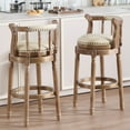 thumbnail image 2 of S-HOME Cow Top Leather Bar Stool 29 Inch Height Solid Wood Frame 360 Degree Swivel Chair for Kitchen, 2 of 11