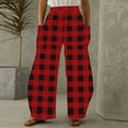 thumbnail image 2 of hotojiny Wide Leg Pants for Women Lounge Beach Travel Vacation Trousers Casual Plaid Trendy Baggy Pants with Pocket, 2 of 5
