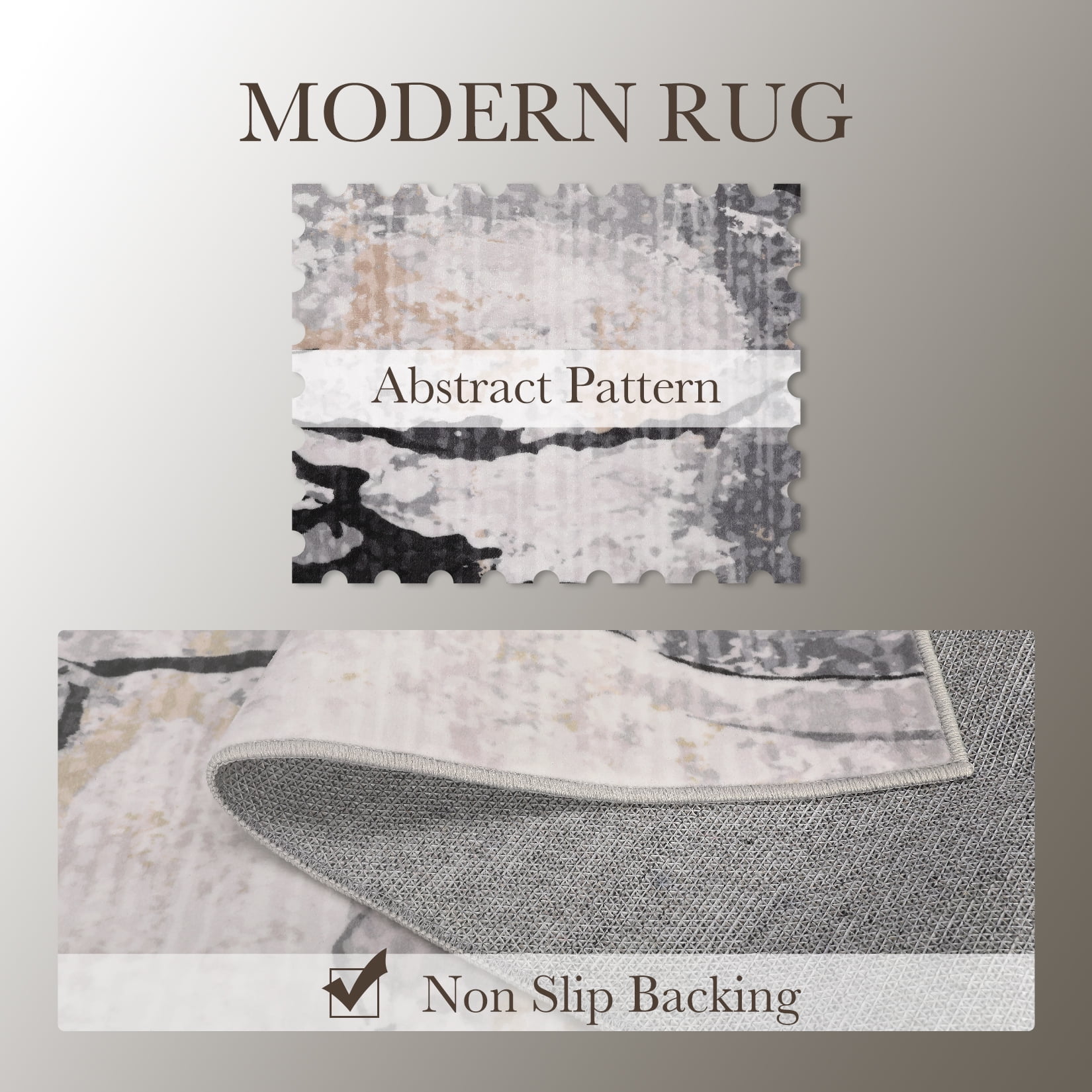 Hasoo Area Rug 8' x 10' Washable Rugs for Living Room Abstract Marble Carpet Boho Luxury Rug, Gray