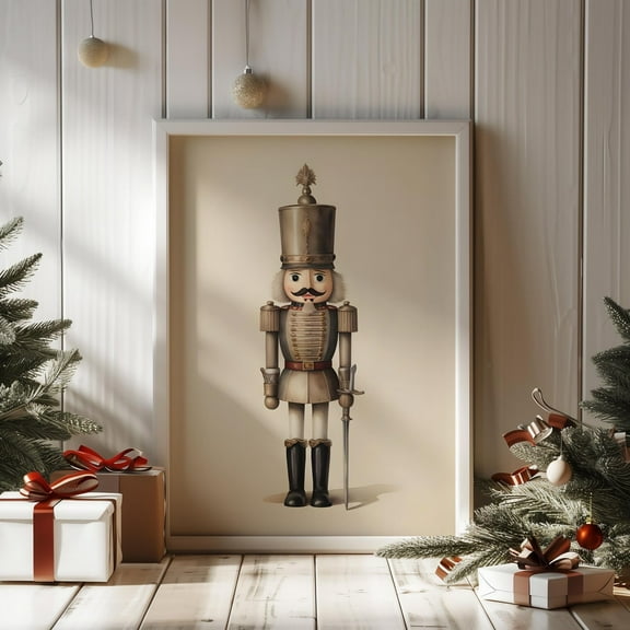 Kna Prints - Christmas Nutcracker Poster, Christmas Wall Art, Watercolor Decoration Print, Vintage Rustic Style Holiday Illustration, ,Decor For Living Room Bedroom, UNFRAMED-8x12