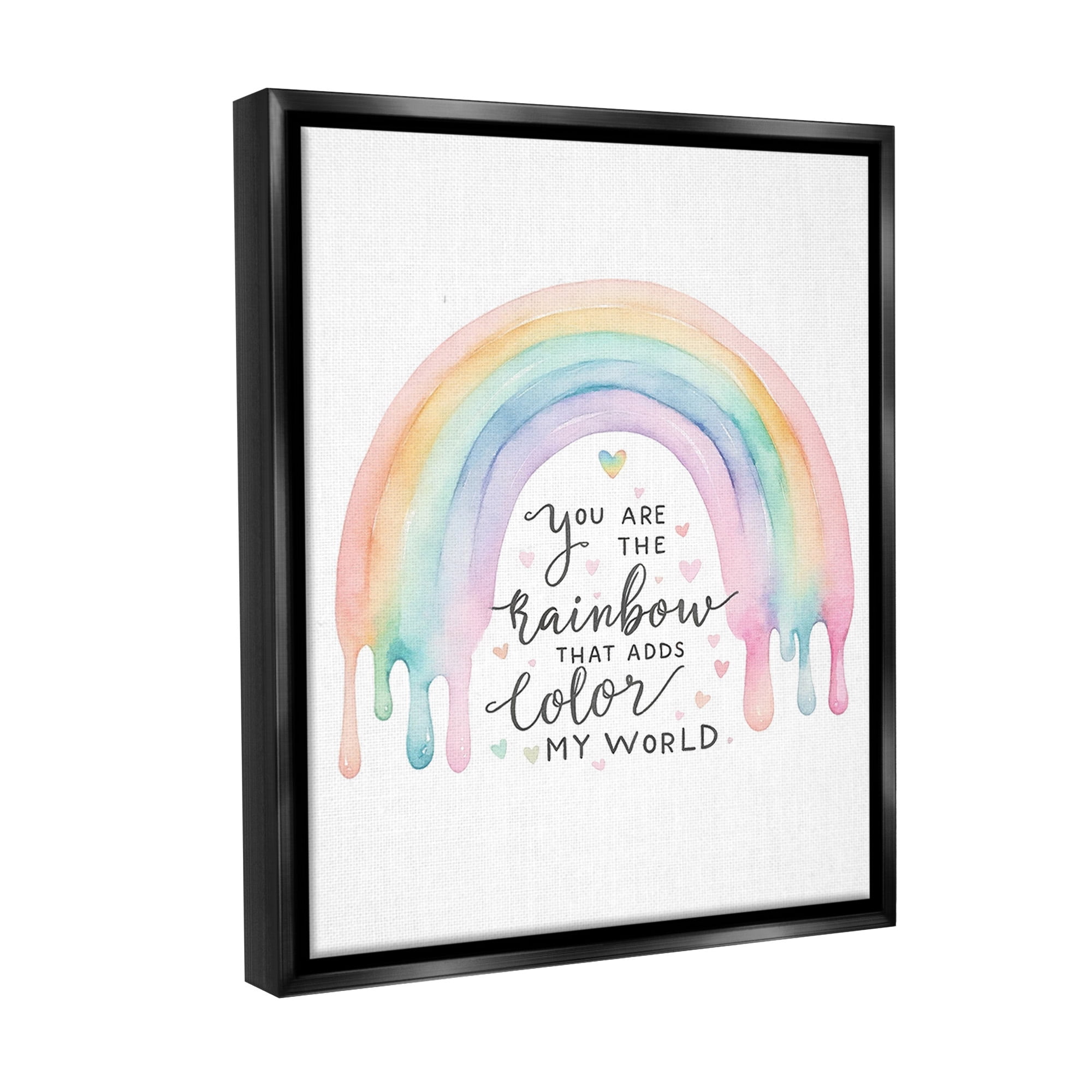 Stupell Industries Dripping Inspirational Rainbow Inspirational Painting Black Floater Framed Canvas Art Print Wall Art, 17 x 21