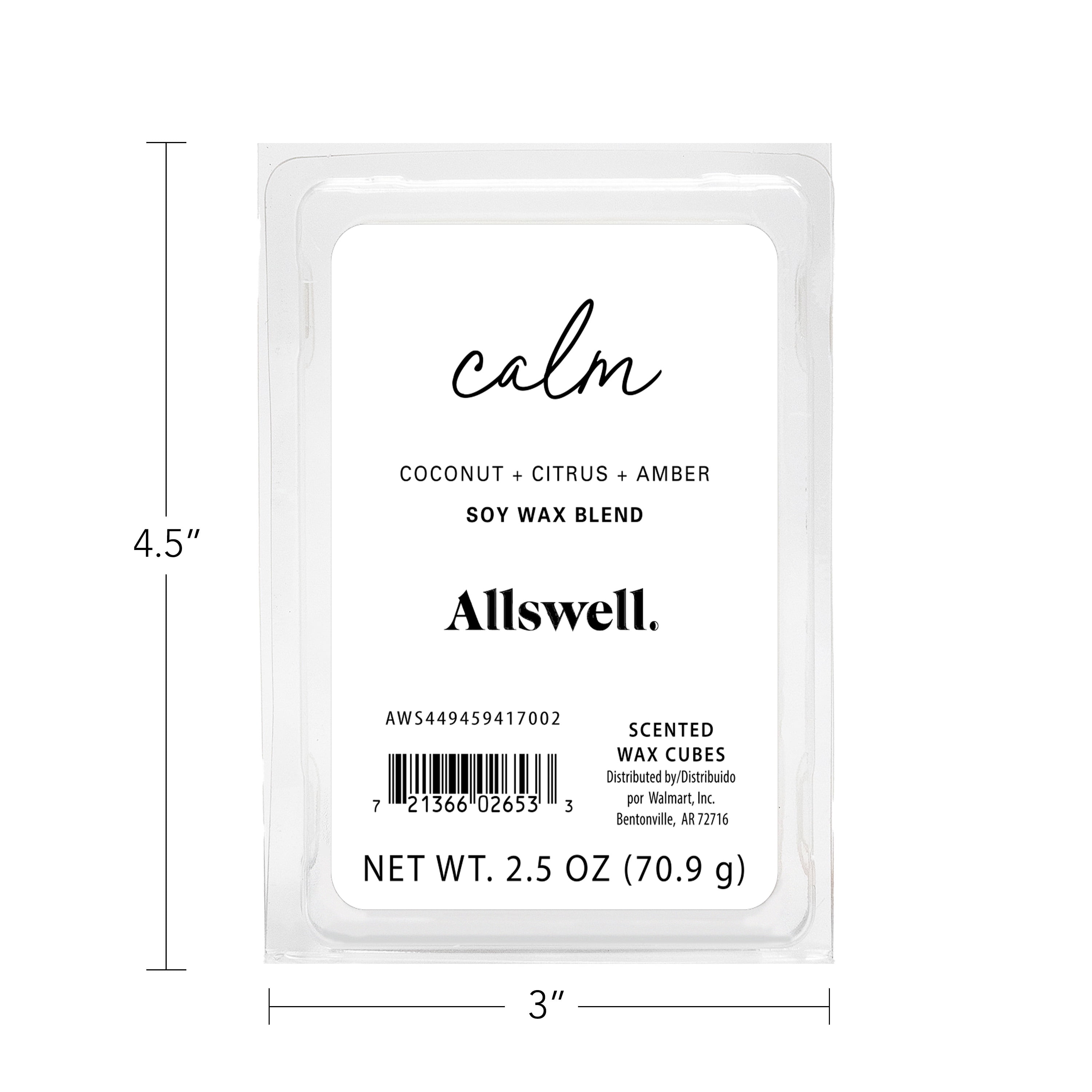 Allswell 6 Cube Wax Melts, Calm (Coconut + Citrus + Amber), 2.5 oz