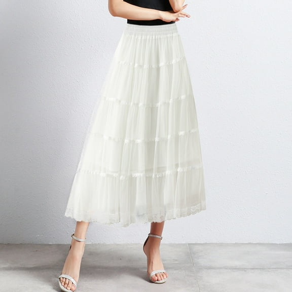 Women Mid Length Skirt Dance Party A Line High Waisted Lace Skirt Holiday Party Half Skirts Heart Skirt Jean Skirt Silk Skirts for Women Skirt Side Slit Skirt Hoop Skirt Petticoat Girls Leather Skirt