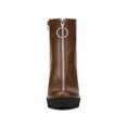 thumbnail image 6 of BLISSFUL STEP Women's Platform Zip Ankle Chunky Heel Boots Brown 7, 6 of 7