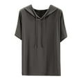 thumbnail image 7 of Women's Casual Hooded Short Sleeve Round Neck Top Sweatshirt Pullover Lightweight Breathable Loose Fit Summer Fashion | CSEONE,Dark Gray XL, 7 of 7