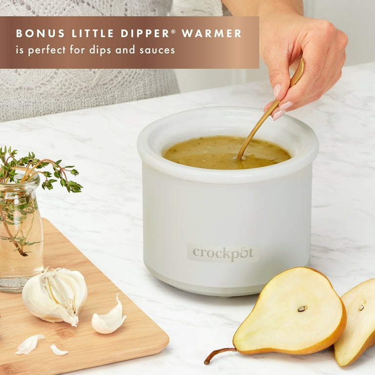 Crock-Pot Little Dipper Mini Slow Cooker Stoneware White Dip Pot 1 Quart