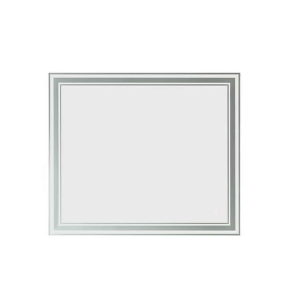 36 in. Rectangle LED Lighted Accent Bathroom & Vanity Wall Mirror, Silver