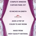 thumbnail image 4 of Complete Window Sheer Voile Floral Curtain Panel Set w/4 Attached Panels 55x63" Each and 2 attached Valances w/Beads and 2 Tiebacks - Easy Installation - Multicolor 63" Purple Blossom Purple, 4 of 7