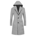 thumbnail image 5 of Arlun Womens Peacoat Winter Warm Long Sleeve Notch Lapel Mid Long Trench Coats Wool Blend Open Front Solid Color Soft Comfy Work Casual Wear Hooded Overcoat Light Gray XL, 5 of 6