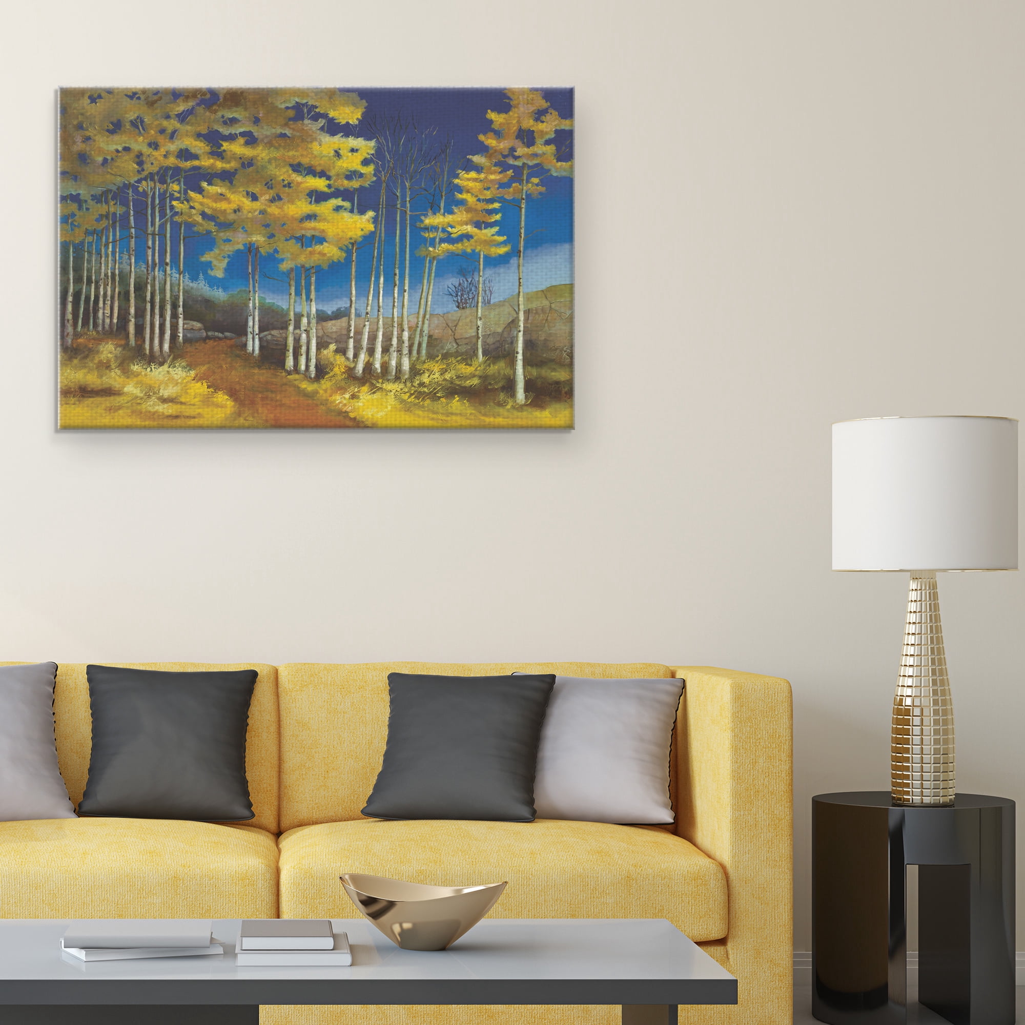 Masterpiece Art Gallery Yellow Aspen Forest By Sue Darius Canvas Art Print 24" x 36"
