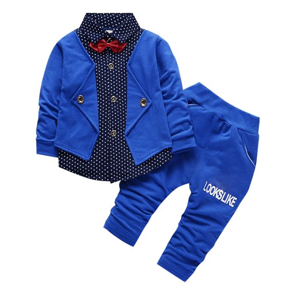Fashion Toddler Outfits for Kids Boys' Set Spring/Autumn Vacation 2 𝐏iece Lapel Button Up Suit Top Letter Printed