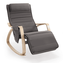 JOMEED Gray Velvet Upholstered Glider Nursery Adult Rocking Chair Indoor with Adjustable Footrest