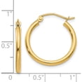 thumbnail image 5 of 14K Yellow Gold Polished 2X20mm Lightweight Tube Hoop Earrings (20 X 20.5) Made In Peru t916l, 5 of 6