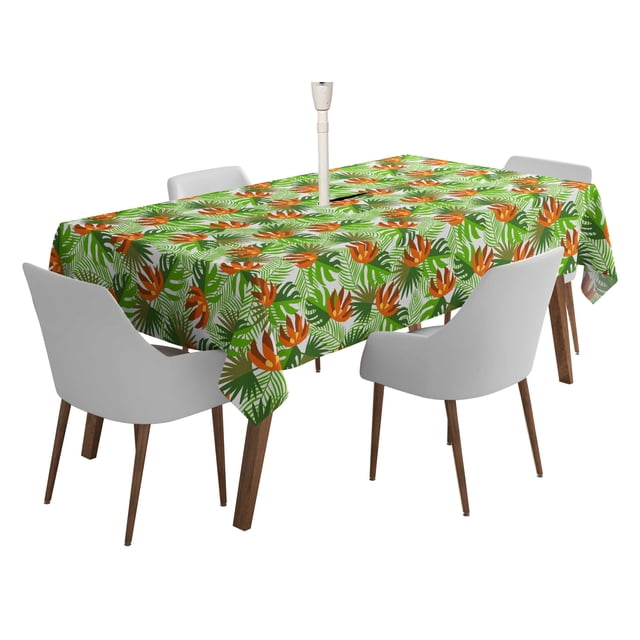 Vargottam Indoor/OutdoorTablecloth58x102 Inch RectangleTablecloth with Umbrella Hole and Zip- Waterproof PatioTableCloths- TableCovers for Backyard RectangularTable- Pear Green2