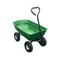 EcoSummer Garden Wheelbarrow Cart with 4 Wheels, Heavy-Duty Utility Wagon, 600 lb Capacity, Dump Feature, Green
