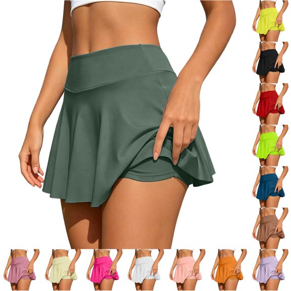 Kingdiese Womens Tennis Skirt with Built in Shorts Yoga Shorts With Pockets Athletic Skort Outdoor Running Workout Soft Shorts Size L