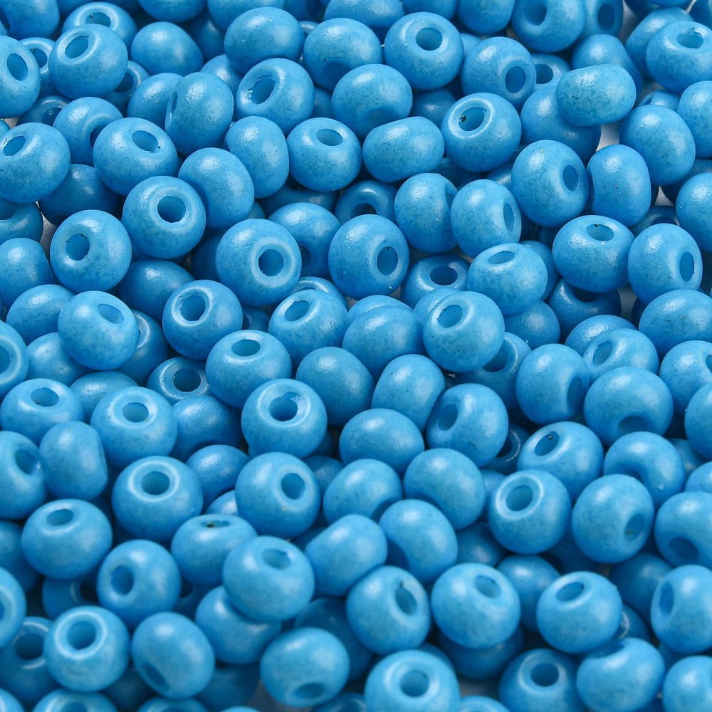 Imitation Jade Glass Seed Beads Luster Baking Paint Round Light Sky Blue 5.5x3.5mm Hole: 1.5mm