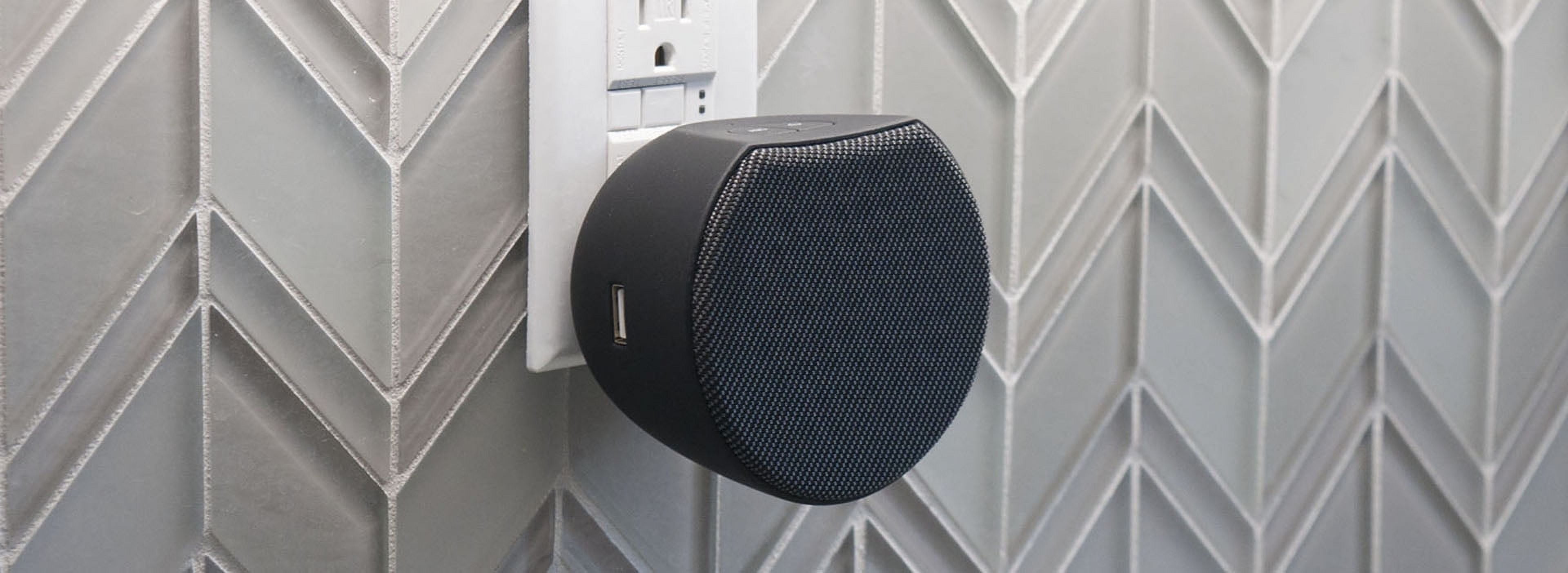 OC Acoustic Newport Plug-in Outlet Wireless Bluetooth Speaker with Built-in USB Type-A Charging (Black)