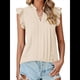 thumbnail image 2 of Blusas de para Mujer, Elegantes, Informales, con Mangas con Volantes, Cuello en V, Plisadas, para Negocios, de Verano Albaricoque S, 2 of 9