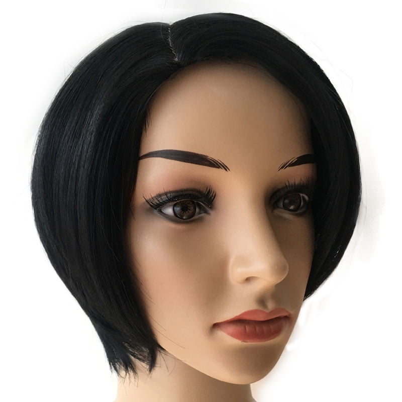 Natural Black Heat Resistant Straight Hair Short Bob Wigs for African American Women
