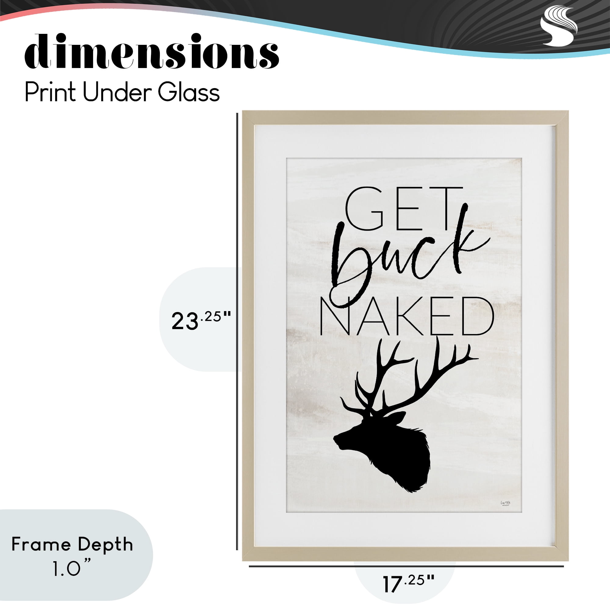 Stupell Industries Get Buck Naked Birch Framed Print Under Glass, design by Lux + Me Designs