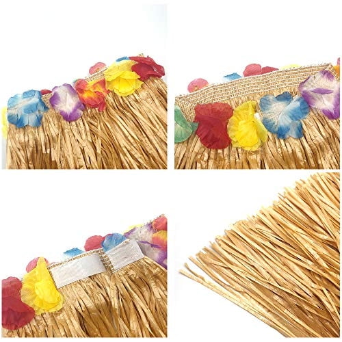 Falda de Grass con Flores Fortuning's JDS 40cm set Diadema Pulseras Collar Hula