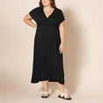 thumbnail image 6 of Baywell Long skirt Solid Color Dress Loose Dress Adjustable Waist V Neck Leisure Dress, 6 of 7