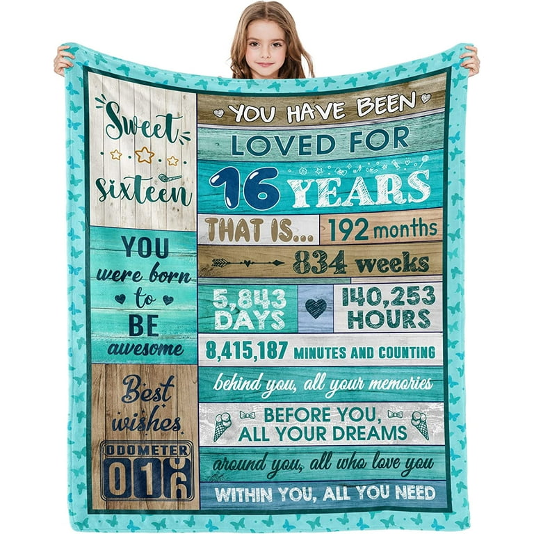 16th Birthday Gifts for Girls Boys, Sweet 16 Gifts for Girls Blanket  60X50, 16 Birthday Gift Ideas Blanket, Gifts for 16 Year Old Girl, 16th  Bday