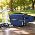 thumbnail image 5 of Men Multifunctional Waist Pack, Crossbody Belt Bag With Multiple Zipper Pockets For Travel Running Hiking Outdoor Sports, Lightweight Chest Sling Storage Bag For Daily Carry Essentials(Dark Blue), 5 of 6