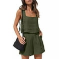 thumbnail image 6 of 2025 Summer Women's Linen Sleeveless Top and Shorts Set Breathable Casual Outfit Vacation Style Comfortable Home Wear, 6 of 21