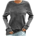 thumbnail image 1 of T-Shirt Décontracté pour Femmes à Col Rond, Manches Longues, Coupe Ample, Blouse d'Automne, Chandail, Hauts, 1 of 1