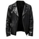 thumbnail image 2 of Chaqueta de piel y forro polar para hombre, chaqueta de moto, chaqueta de piel cálida Pompotops oipoqjl13662, 2 of 7