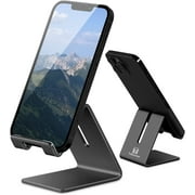Desk Cell Phone Stand Holder - ToBeoneer Aluminum Desktop Solid Universal Desk Stand for iPhone 13 12 11 X 8 7 6 Plus 5 Ipad 2 3 4 Mini Samsung Huawei All Mobile Smart Phone (Black)