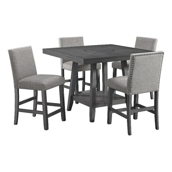 Pemberly Row Transitional 5PC Counter Height Dining Set in Gray