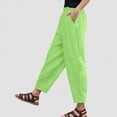 thumbnail image 2 of KPOPLK Cargos Pants Women Low Waist Short Jeans Pants for Women Ladies Capri Pants Pull On Stretch Summer Linen Pants for Women 2024 Home Pants Women Cotton Size L,Light Green, 2 of 3