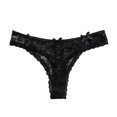 thumbnail image 1 of Gibobby Pantaleta de encaje para mujer Tanga de encaje de tiro bajo para mujer sexy con de hueco transpirable(Negro,M), 1 of 4