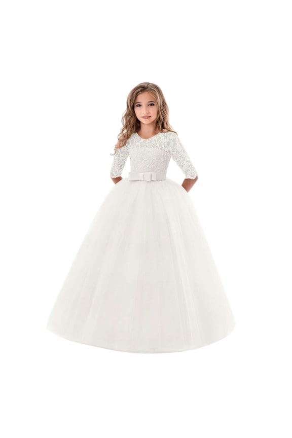 Girls Princess Pageant Dress Kids Prom Ball Gowns Flower Lace Dresses Puffy Tulle Dresses for Kids Wedding Bridesmaid Party