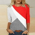 thumbnail image 5 of VerPetridure Women's Color Block Print 3/4 Sleeve T-Shirts Blouses Crewneck Slim Fit Cotton Tunic Tops Soft Breathable Comfy Tee Shirts, 5 of 5