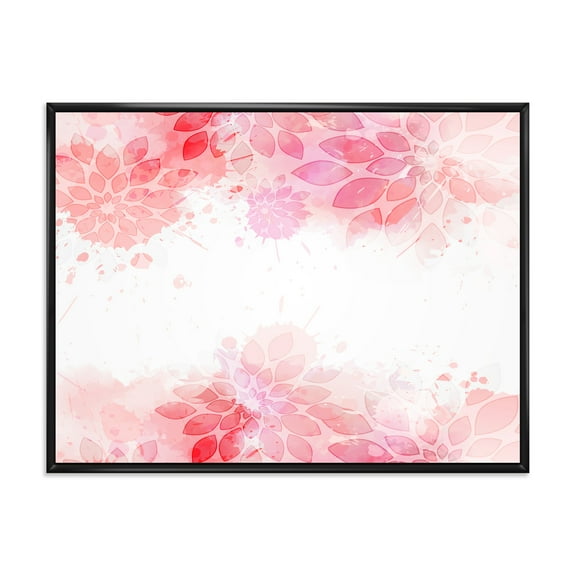Designart 'Abstract Splashes of Pink Flowers II' Modern Framed Canvas Wall Art Print