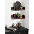 thumbnail image 5 of Kate and Laurel Levie Modern Floating Corner Wood Wall Shelves, 12 x 12 Inches, 2 pack, Walnut Brown, 5 of 5