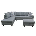 thumbnail image 2 of DOMETOUR Sectional Couch L Shaped Sofa Set For Living Room, 5 Seat Linen Modular Sectional Sofa with Storage Ottoman, 3PCS (Sofa+Chaise+Ottoman) Grey, 2 of 7