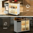 thumbnail image 5 of White Rolling Kitchen Island With Drop Leaf, Led , 2 Fluted Glass Doors, 1 Flip Cabinet Door, Adjustable Shelf, Drawers, Mid-century Industrial Style Drawers (, 5 of 6